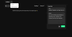 Lefthand "Feedback" and "Bugs" tabs are not connected.